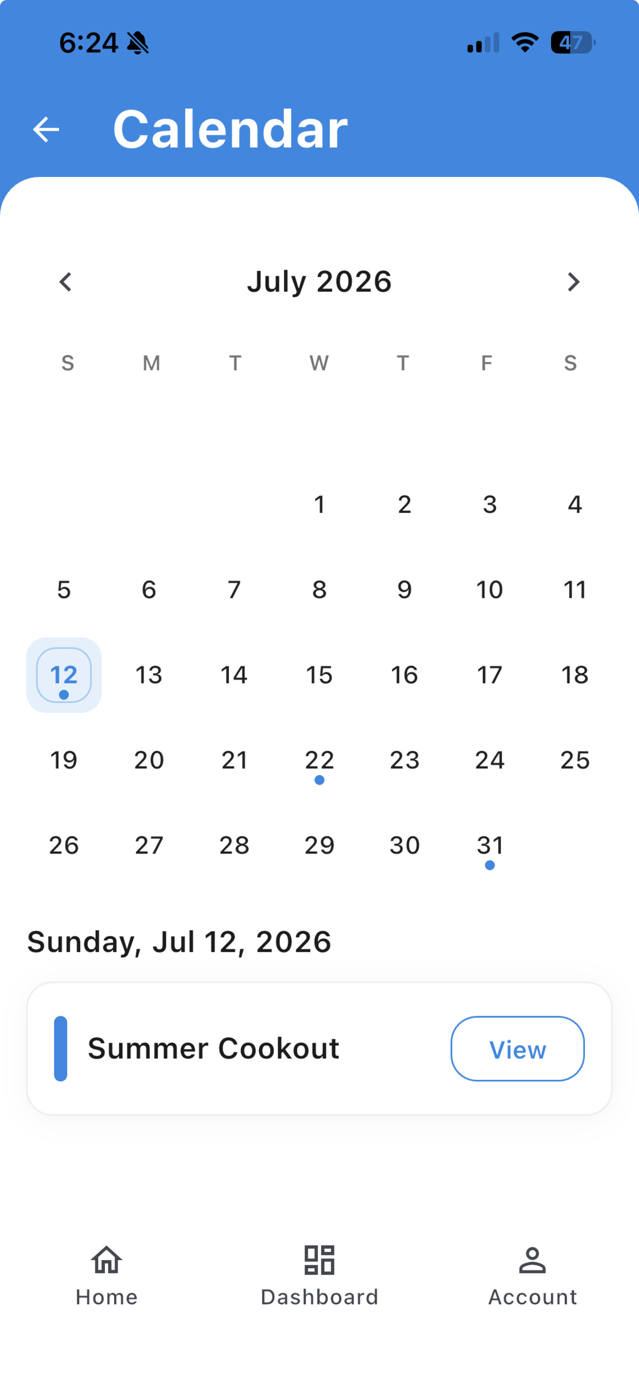 Calendar screenshot