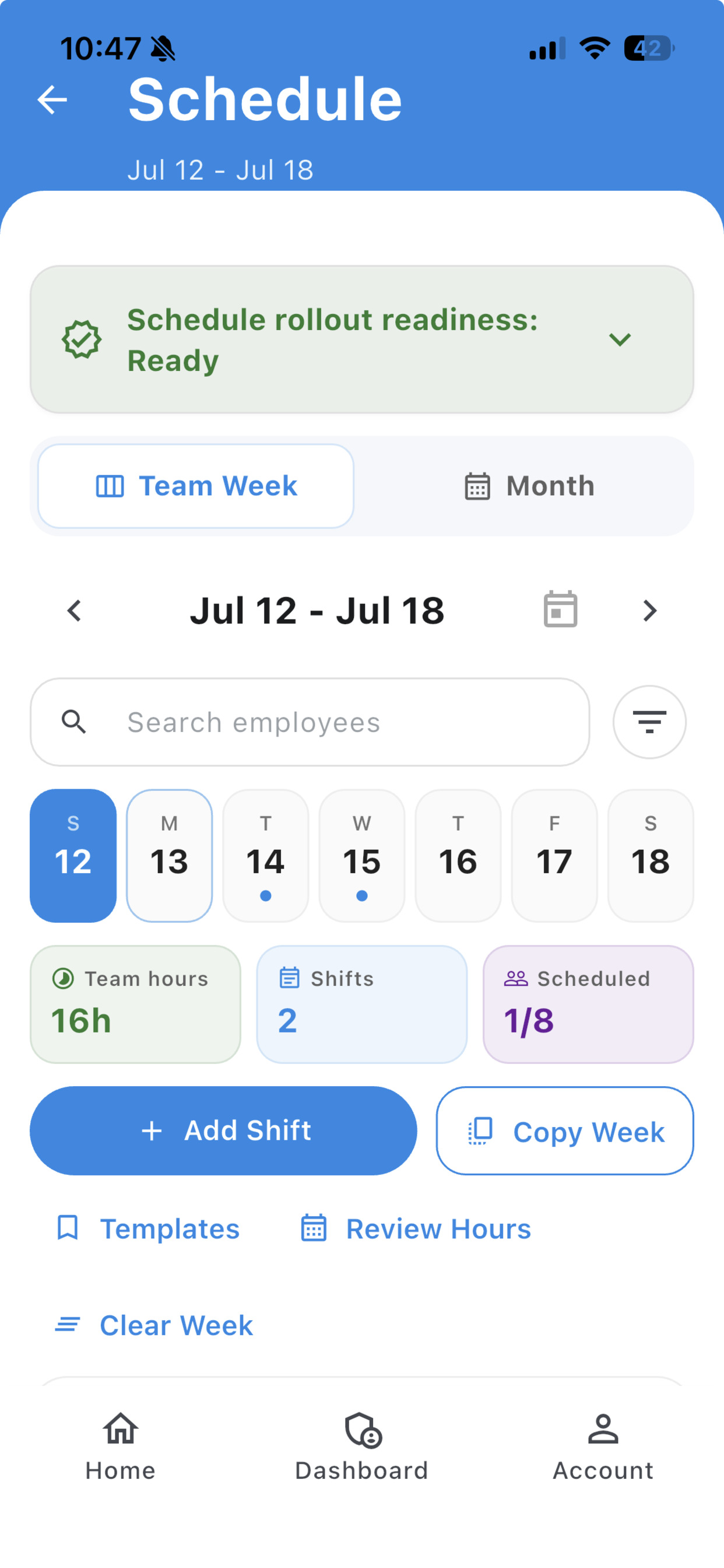 Schedule screenshot